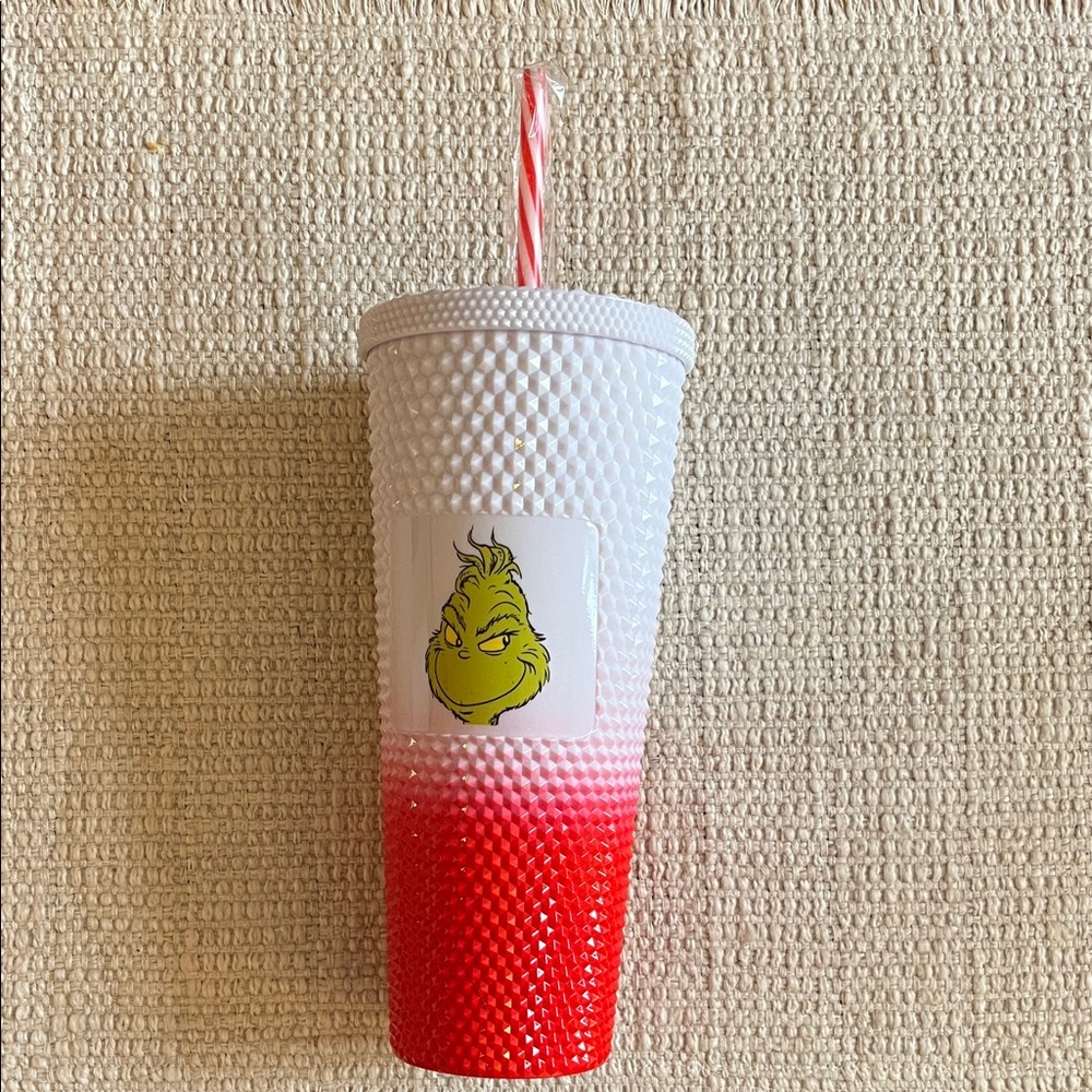 Dr. Seuss Grinch Studded 24oz Tumbler w/ candy cane stripe straw
